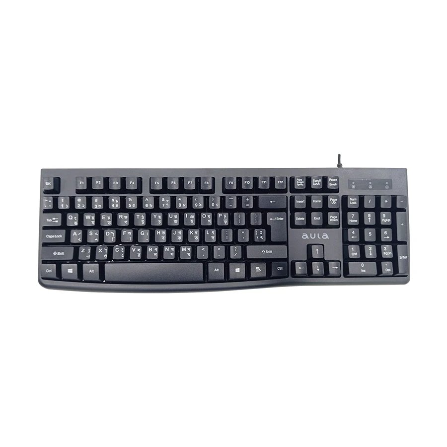AULA AK105 Wired Black Keyboard with Bangla