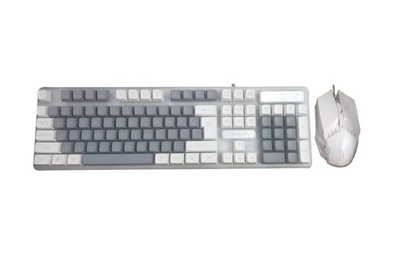 AULA F3061 Wired Grey White Keyboard & Mouse Combo