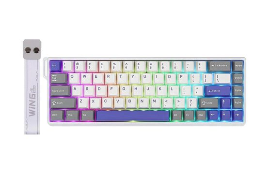 AULA WIN68 HE (Magnetic Switch) Wired White & Gray + Blue Mechanical Gaming Keyboard