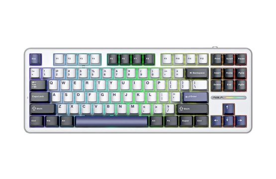 AULA F87 Gasket Tri Mode RGB Hot Swap (Leobog Switch) Ice Blue (White+Gray+Blue Key) Mechanical Gaming Keyboard