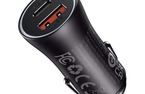 Baseus CGJM000113 Golden Contactor Max Type-C & USB 3A 60W Dark Gray Car Fast Charger