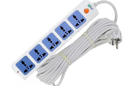 Many 2 Pin 5 Port White Power Strip # MTS-1105 (10 Meter)