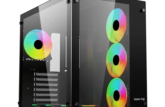 Value Top V3 Mid Tower ATX (Tempered Glass Window) Black Gaming Desktop Casing