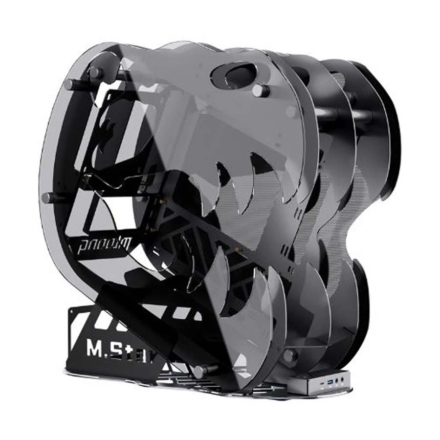 Value Top Mloong Series M.Star Mini Tower Micro-ATX (Tempered Glass Window) Black Open-Frame Gaming Desktop Casing