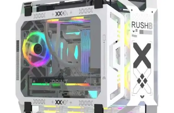 Value Top Mloong Series X-ERA Print Stream Mini Tower (Tempered Glass Window) White Open-Frame Gaming Desktop Casing